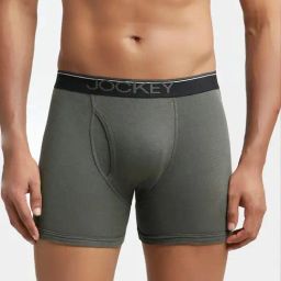 Jockey 8009 Deep Olive Super Combed Cotton Rib Boxer Briefs with Ultrasoft Waistband-image-15