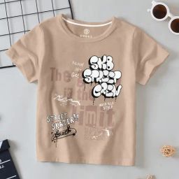 Codez Kids Brown Printed T-Shirt-image-6