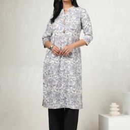 Soch Beige Linen Regular Fit Floral Print Kurtas-image-19