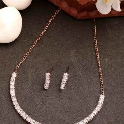 NVR Rose Gold-Plated CZ-Studded Jewellery Set-image-30