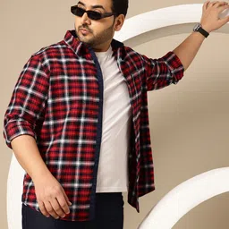 Sztori Plus Size Cotton Checked Casual Shirt-image-68
