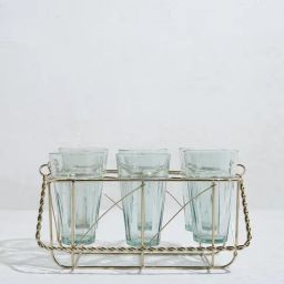 Westside Home Gold Chai Caddy with Six Glasses-31