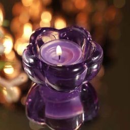 Pure Home and Living Purple Glass Flower Shaped Tealight Holders - Set of 4-picture-0