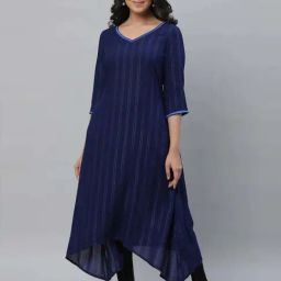 Aurelia Blue Striped A Line Kurta-image-87