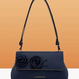 Caprese Navy Blue Bloom Faux Leather Shoulder Bag-15