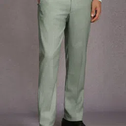 Louis Philippe Green Slim Fit Texture Trousers-picture-12