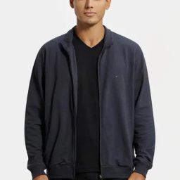 Jockey 2730 Smoke Grey Combed Cotton French Terry Jacket with Ribbed Cuffs & Convenient Side Pocket-picture-15