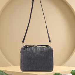 Caprese Raffia Black Women Sling Bag-image-2