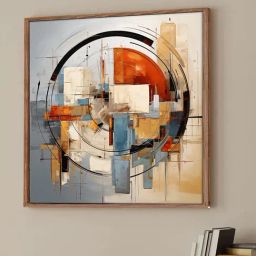 Art Street Grey Large Framed Round Abstract Canvas Painting-12