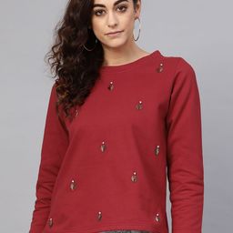 Antheaa Women Maroon Embellished Sweatshirt-image-11