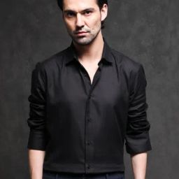 Rare Rabbit Black Regular Fit Solid Shirt-image-95