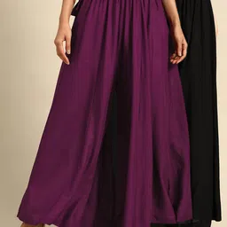 TAG 7 Women Pack of 2 Solid Flared Palazzos-picture-8