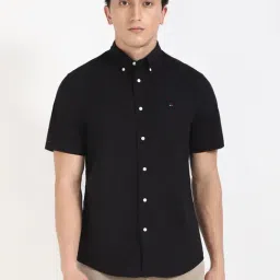Tommy Hilfiger Black Cotton Regular Fit Shirt-image-79