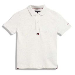 Tommy Hilfiger Kids Snow White Heather Embroidery Regular Fit Polo T-Shirt-image-17
