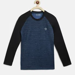 CHIMPRALA Boys Navy Blue & Black Solid Round Neck Sports T-shirt-image-95