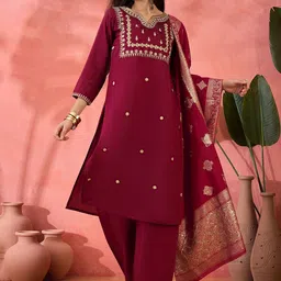 SHADOW & SAINING Women Ethnic Motifs EmbroideredKurta with Trousers & With Dupatta-image-39