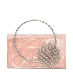 NR by Nidhi Rathi Pink Solid Minaudiere Clutch-image-80