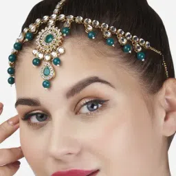 Zaveri Pearls Green Beads Drop Kundan Bridal Mathapatti-ZPFK13647-picture-23