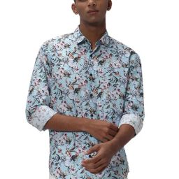 Mufti Blue Slim Fit Abstract Print Cotton Shirt-picture-43
