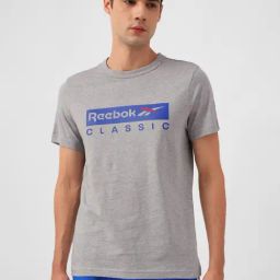 Reebok Grey Cotton Slim Fit Printed Training Sports T-Shirt-image-83