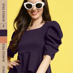 Fabflee Pack Of 2 Regular Peplum Top-image-58