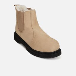FOREVER 21 Women Brown Solid Mid-Top PU Flat Boots-image-36