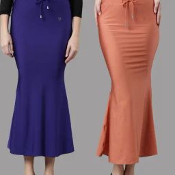 TWIN BIRDS Blue & Peach Plain Saree Shapewear - Pack Of 2-picture-7