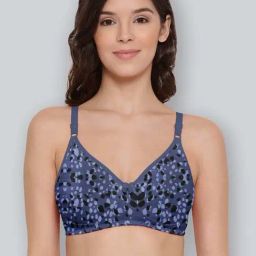 Lyra Blue & Black Cotton Printed T-Shirt Bra-29