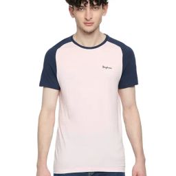 Being Human Pink & Navy Regular Fit Crew T-Shirt-picture-0