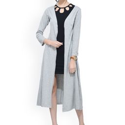 SCORPIUS Grey Solid Open Front Longline Shrug image 4