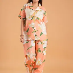 Dreambe Adults-Women Orange Pure Cotton Night suits-picture-17