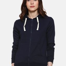 Campus Sutra Women Blue Solid Hooded Sweatshirt-image-58
