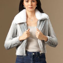 Chemistry Lightweight Faux Fur Crop Jacket-image-59