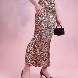 DressBerry Animal Print Satin Maxi Skirt-45