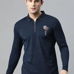 Alcis Men Graphic Printed Polo Collar Dry Tech Slim Fit T-shirt-image-95