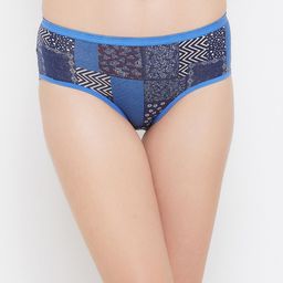 Clovia Women Blue & White Printed Hipster Briefs PN2854D19-picture-3