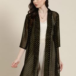 Qurvii Women Printed Longline Shrug-46