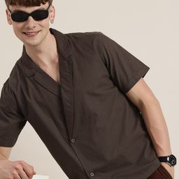 HERE&NOW Pure Cotton Lapel Collar Casual Shirt-image-48