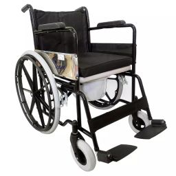 icare Powder Coated Mild Steel Foldable Commode Wheelchair 100 Kg Load Capacity, SWC-PC 109-17