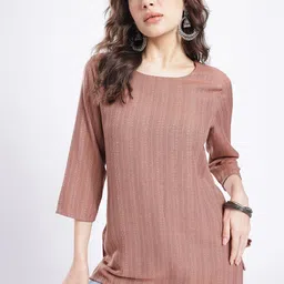 Anouk Rustic Woven Design Striped Straight Kurti-image-14