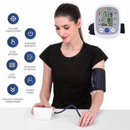 DipNish Blood Pressure Monitor | Digital BP check machine for home | Fully automatic upper arm style BP monitor | With USB cable & AAA battery | Large LCD Display | Memory 99 sets for 2 users image 3