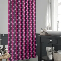 ArtzFolio Pink & Black Floral Printed Waterproof Shower Curtain-image-47