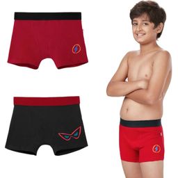 Plan B Pack Of 2 Junior Guardian Symbols Print Boxer Style Briefs - Red & Navy Blue-picture-17