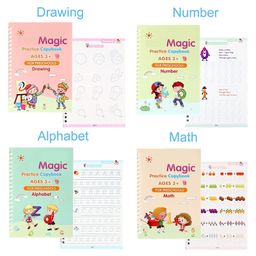 Planet of toys Sank Magic Practice Copybook, (4 BOOKS & 10 REFILLS &  2 Pen & 2 Grips) Number Tracing Book for Preschoolers with Pen Magic Calligraphy Copybook Set Practical Reusable Writing Tool Simple Hand Lettering (Colour May Vary)-5
