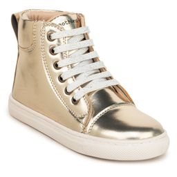 Toothless Glossy Finished Laced Up Boots - Golden-image-66