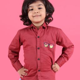 Polka Tots Full Sleeves Sunglasses Printed Shirt - Red-image-51