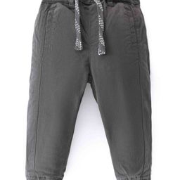 Babyhug Cotton Spandex Full Length Solid Colour Trousers - Grey-image-27