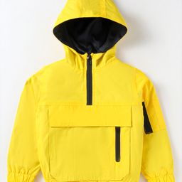 Pepito Woven Full Sleeves Hooded Jacket With Pocket- Yellow-image-25
