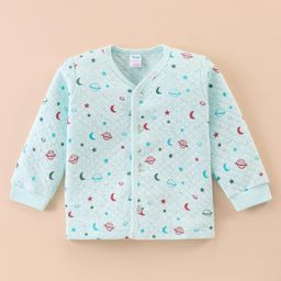 Tango Interlock Knit Full Sleeves Jhabla with Space Theme Print - Aqua Blue-image-33