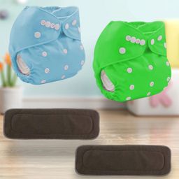 Sparkle Joy Washable & Reusable Cloth Diapers/Nappies Combo Pack of 2 Free size With 2 organic cotton Grey inserts - Sky-blue & Green-28